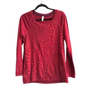 Xhilaration Womens Red Lace Long Sleeve Top M